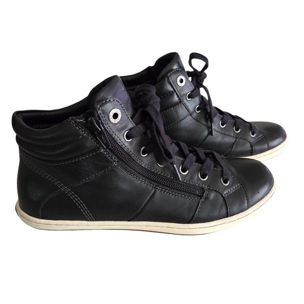 Taos Union Women's Black Leather Side Zipper Mid Top Sneakers Y2K Skater Sz 9